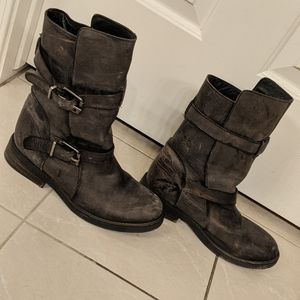 Steve Madden worn look black moto boots
